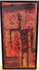 1960 vintage LUZON PAINTING style of GIACOMETTI BRUTALIST ABSTRACT SAN FRAN CALI - Picture 1 of 11