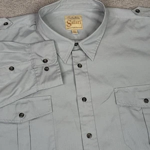 Cabelas Shirt Mens 3XL Blue Safari Series Long Sleeve Button Up Outdoors Hiking - Picture 1 of 12
