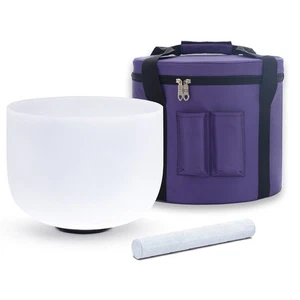 432 Hz Crystal Singing Bowl B Note Crown Chakra 8 inch with Purple Carry Bag - Bild 1 von 6