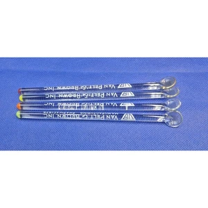 Vintage Glas Medizin Löffel Rührer 4er Set Van Fell & Braun VA Farbige Spitzen - Bild 1 von 8