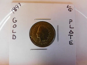 1897 Gold Plate Indian Head Cent/Penny-Very Nice Beautiful Coin - Picture 1 of 2