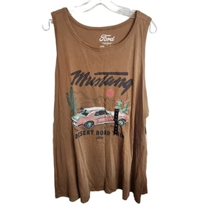 Canotta girocollo Torrid Ford Mustang Classic Fit in cotone, marrone tabacco, nuova con etichetta, 4X - Foto 1 di 5