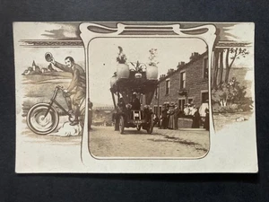 A Decorated Motor Car Pine Street Nelson Lancashire Real Photo Postcard P59 - Picture 1 of 2