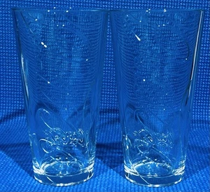 Lot Of 2 ~ 6 3/4” Coca Cola Clear Glass Heavy Thick Embossed Logo Tumblers ~ EC! - Picture 1 of 9