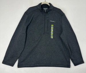 Eddie Bauer Men’s Sweatshirt Gray Mock Neck 1/4 Zip Long Sleeve Size XXL NWOT - Picture 1 of 12