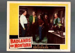 BADLANDS OF MONTANA-1957-LOBBY CARD-DRAMA-REX REASON-MARCIA DEAN VF