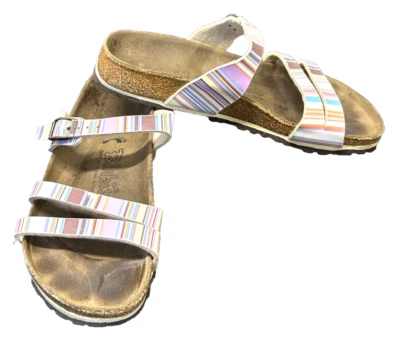 Berki's 女式凉鞋 US L6-M4 240 EU 37 条纹设计德国制造 — 第 1/4 张图片