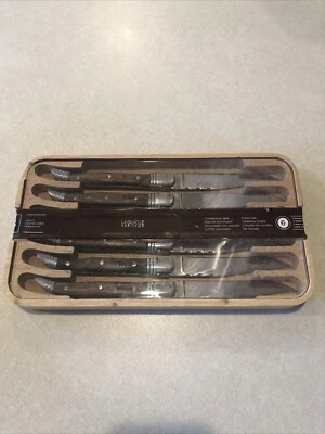 Juego de 6 cuchillos para carne Laguiole Heritage mango marrón de acero inoxidable dentado Foto 1 de 4