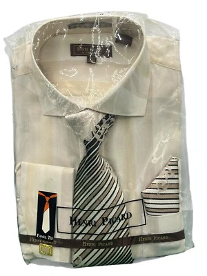 Men’s Henri Picard Dress Shirt With Matching Tie And Hanky 16 1/2 — 第 1/4 张图片