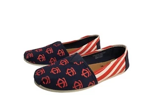 Minnesota Twins Womens Shoes Size Medium -Team Beans MLB Slip Slide Ons Red Blue - Picture 1 of 7