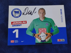 JAROSLAV DROBNY SIGNED PROMOTIONAL CLUB CARD. HERTHA BSC BERLIN