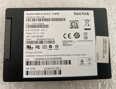 SanDisk X110 2.5" SSD 128GB SD6SB1M-128G-1006 Solid State Drive - Image 1 of 2