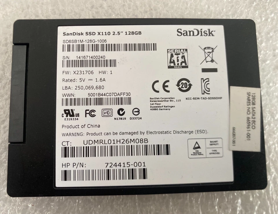SanDisk X110 2.5" SSD 128GB SD6SB1M-128G-1006 Solid State Drive - Image 1 of 2