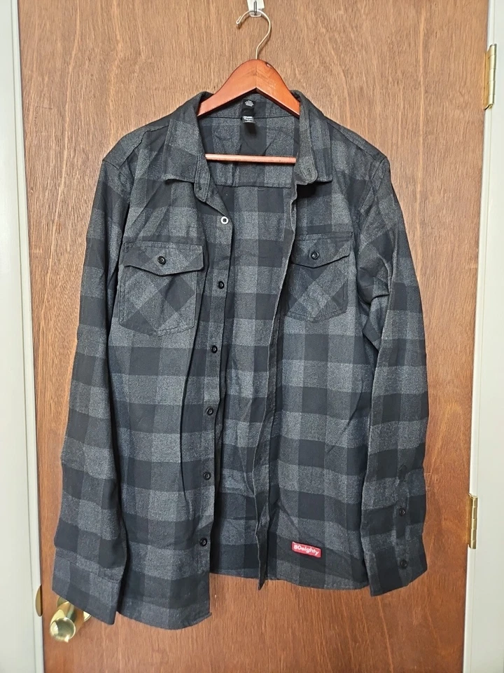 Independent Mens XL Thick Flannel Black & Gray Long Sleeve Button Up 80eighty - Image 1 of 4