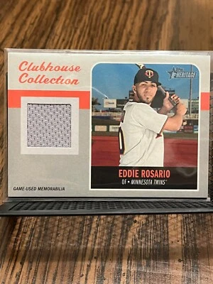 EDDIE ROSARIO 2019 TOPPS HERITAGE "CLUBHOUSE COLLECTION" WORN JERSEY PATCH RELIC - Image 1 of 2