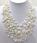 Genuine White Pearl Cluster Babysbreath 18KWGP Clasp Necklace Fashion Women Girl