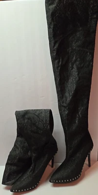 CAPE ROBIN ботинки, Kitana, бедра высоты черный кружевной с заклепками, 9 М - Изображение 1 из 4