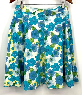 Falda para mujer St Johns Bay 10 azul amarillo floral elástica cremallera primavera giro volantes Foto 1 de 4
