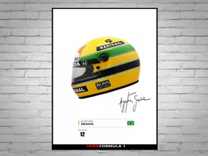 Ayrton Senna Mclaren F1 Formula 1 1988 Champion Helmet Signed Poster A4 - Picture 1 of 1