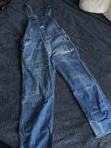 Vintage Big Mac Latzhose Herren Größe 42x28 Distressed Denim Arbeit Blau USA Erwachsene - Bild 1 von 11