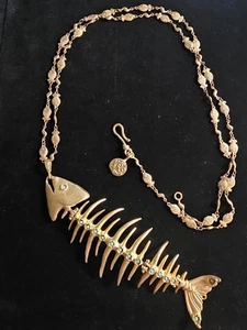 Turkish GP Fishbone Handmade Necklace 36" Estate Jewelry Grand Bazaar Istanbul - Imagen 1 de 6