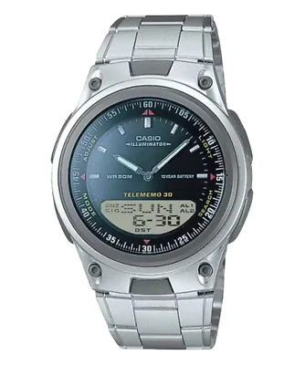 Casio AW-80D Original New Black Databank World Time Steel Band Watch AW-80D-1AV - Image 1 of 4