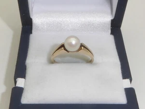 585 Gold Ring 14K Gelbgold Perle Goldring 2,37 g Verlobung RG 49 - 15,6 mm 7870a - Bild 1 von 7