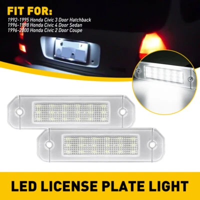 2Pcs Full LED License Plate Tag Light For 1992-1995 Honda Civic 3 Door Hatchback - Image 1 of 4