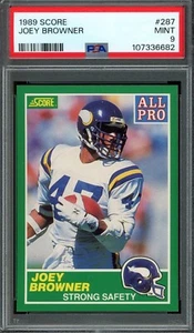 Score Football 1989 #287 JOEY BROWNER All-Pro Vikings PSA 9 come nuovo centrato - Foto 1 di 2