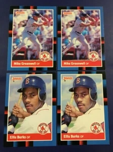 1988 Donruss#174 #339 MIKE GREENWELL, ELLIS BURKS Rookie Lot 4 Boston Red Sox - Picture 1 of 1