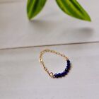 Lapis lazuli gold ring gold chain natural gemstone beaded jewelry stackable