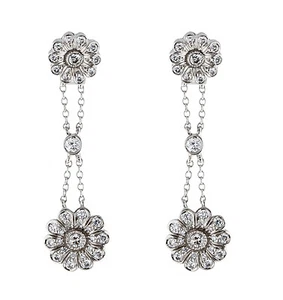 Tiffany and Co Vintage Platinum and Diamond Rose Earrings. - Picture 1 of 5