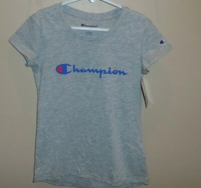 Camiseta Top Camiseta Champion Niñas Talla Pequeña Gris Gris Manga Corta Nueva Foto 1 de 2