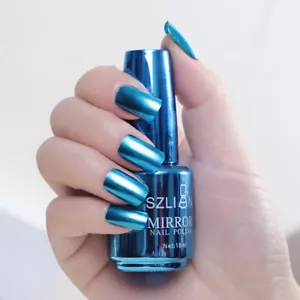 Metallic Nail Polish Magic Mirror Effect Chrome Nail Art Polish Varnish18ml Blue - Picture 1 of 2