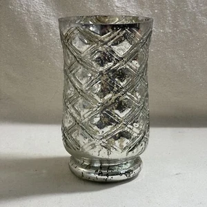Quecksilber Glas Sockel Vase elegant modern Landhaus Dekor (Kunstsilber Merkur) - Bild 1 von 8
