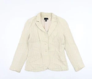 H&M Womens Beige Striped Jacket Blazer Size 12 - Picture 1 of 10