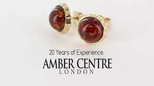 Italian Made German Elegant Baltic Amber Studs In 9ct Gold GS0038 RRP£395!!! - Picture 1 of 5