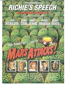 DANNY ELFMAN Piano Sheet Music RICHIE'S SPEECH from MARS ATTACKS Eye-Popping '97 - Picture 1 of 6
