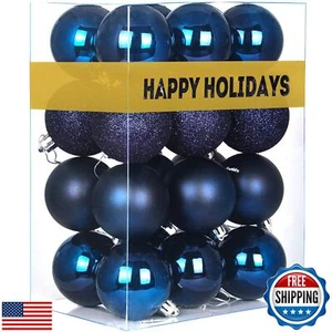 Navy Blue 3.2" Large Christmas Balls - Christmas Tree Decoration Ornaments Sh - Picture 1 of 5