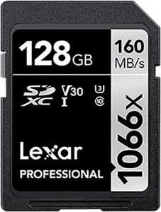 Lexar 128GB Professional 1066X SD Card, UHS-I, C10, U3, V30, Full HD, 4K, up to - Picture 1 of 12