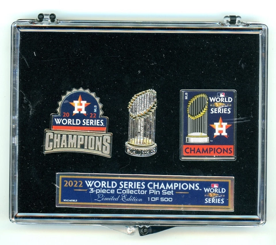 Houston Astros 2022 World Series Champions 3 Pin Set Champs LE 500 Wincraft - Image 1 of 1