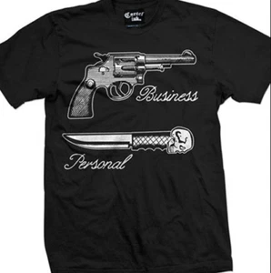 Business vs Personal Gun Knife Tee Shirt - Picture 1 of 1