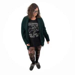 Vintage 70s Green Cardigan Sweater Vneck with Pockets Buttons Sears Size S M - Picture 1 of 14