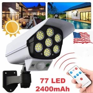77 LED Solar Wall Lights Outdoor Motion Sensor Street Security Lamp Fake Camera - Picture 1 of 8