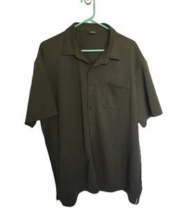Coofandy Mens Dress Shirt 3X Olive Green Button Up Short Sleeve Pocket Collar - Picture 1 of 3