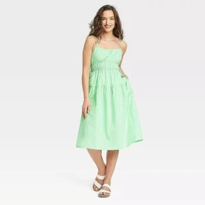 Sundress Mint Green M Spaghetti Straps Side Pockets - Picture 1 of 4