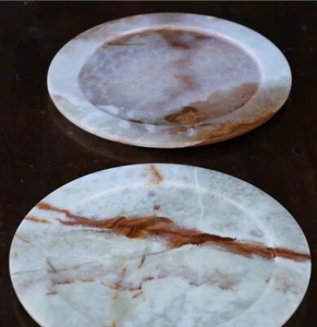 Vintage Marble Genuine Stone 13” Set of 4 Charger Plates Various Colors - Picture 1 of 6