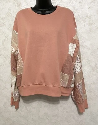 Sudadera Belle Du Jou Para Mujer Rosa Amanecer Inserto Cachemira Mangas Florales Talla XL Foto 1 de 4