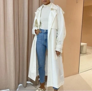 Camilla & Marc Trench Coat Size M/L Mormon Soft White Belted - Picture 1 of 8