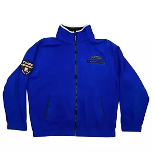 Vintage Chaps Ralph Lauren Men's Sz M / L Spell Out Full Zip Blue Fleece Jacket - Picture 1 of 6